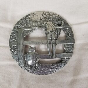 Danforth Pewter Winnie the Pooh Jar TopperVintage Silver Excellent Disney Lid